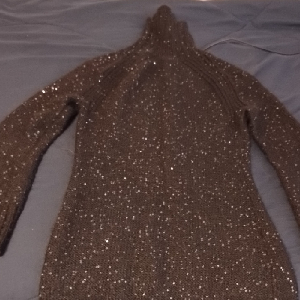 Bird by Juicy Couture Black Sparkle Ribbed Turtleneck